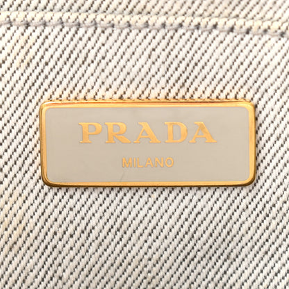 Prada Denim Small Logo Tote Bianco 5 of 13