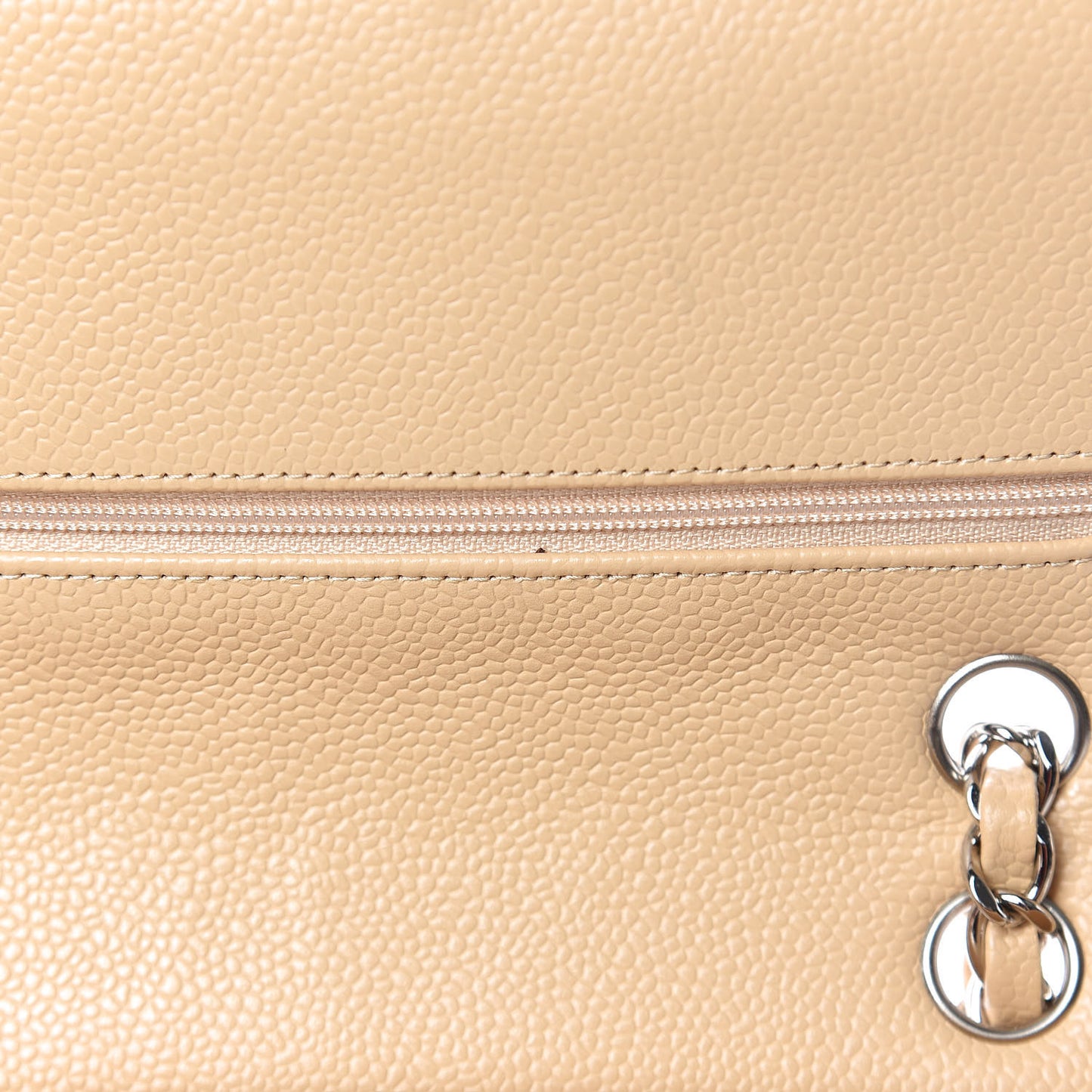 Caviar Quilted Medium Double Flap Beige Clair