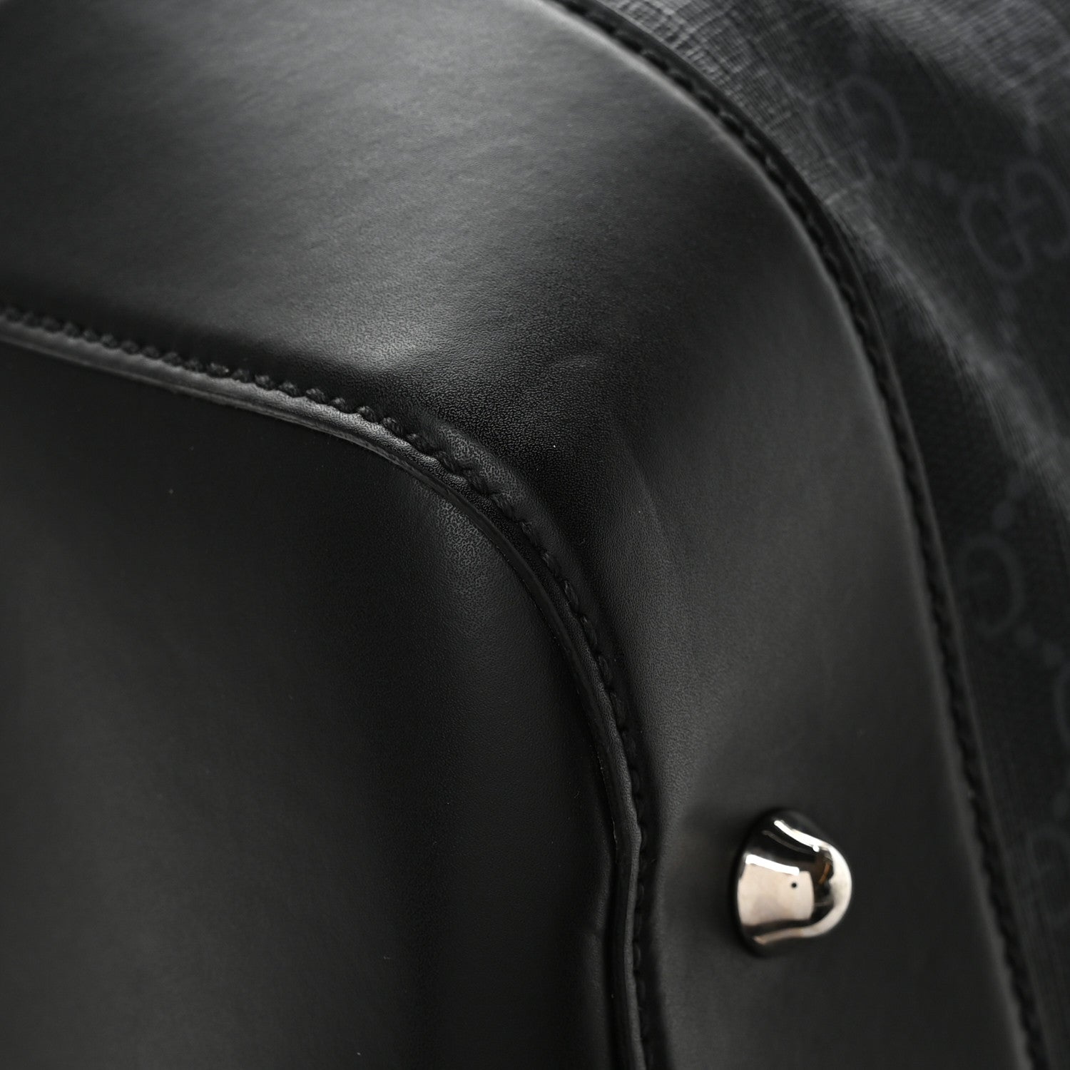 Gucci Soft GG Supreme Monogram Appia Calfskin Web Large Carry On Duffle Bag Black Grey 8 of 11