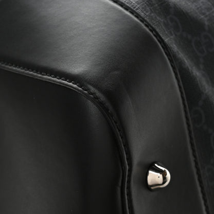 Gucci Soft GG Supreme Monogram Appia Calfskin Web Large Carry On Duffle Bag Black Grey 8 of 11