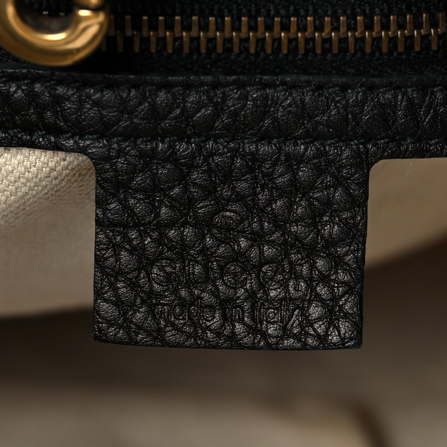 Pebbled Calfskin Twill Medium Tote Black