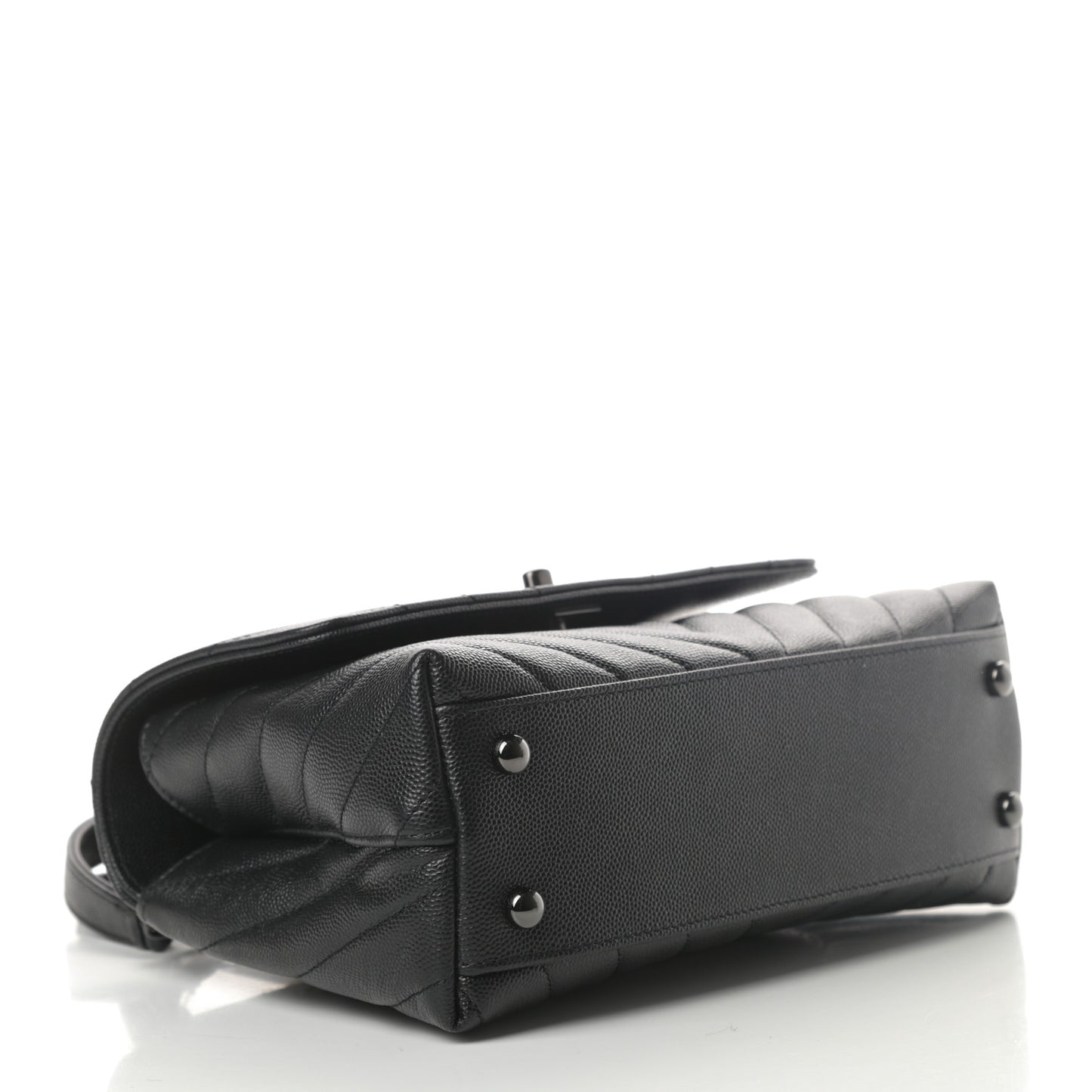 Caviar Chevron Quilted Mini Coco Handle Flap So Black