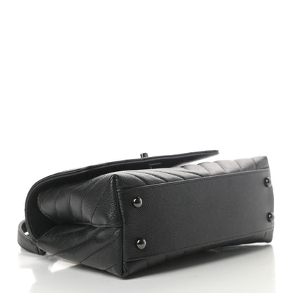 Chanel Caviar Chevron Quilted Mini Coco Handle Flap So Black 4 of 11