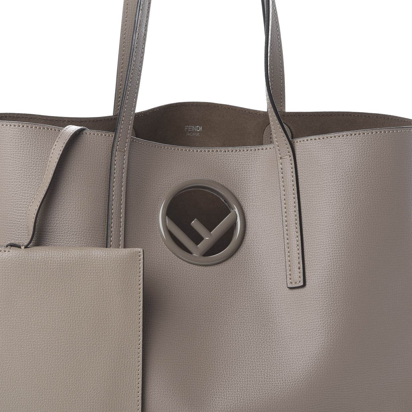 Vitello Vienna Enamel F is Fendi Shopping Tote Tortora Taupe