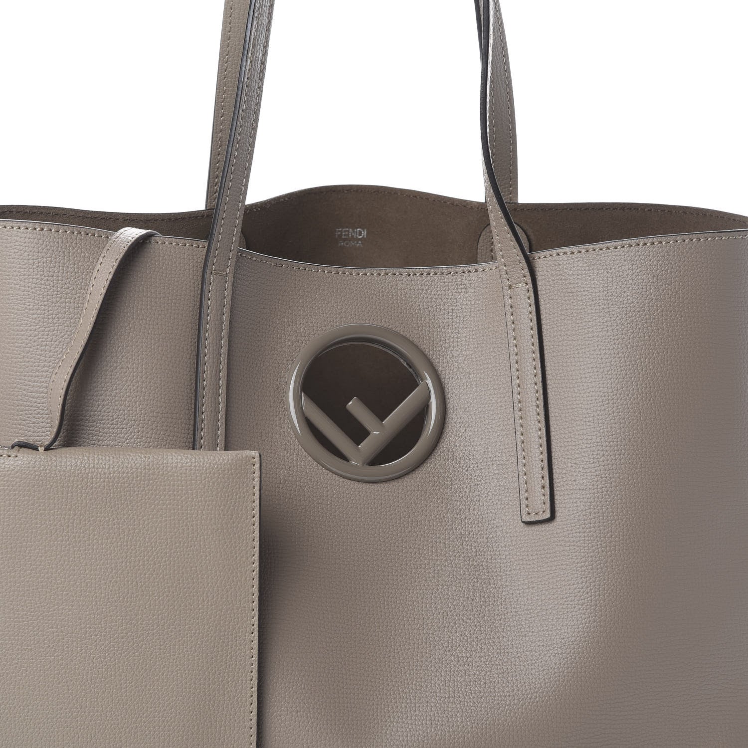 Fendi Vitello Vienna Enamel F is Fendi Shopping Tote Tortora Taupe 8 of 8