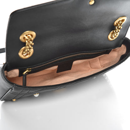 Gucci Calfskin Matelasse Studded Small Pearly GG Marmont Shoulder Bag Black 5 of 7