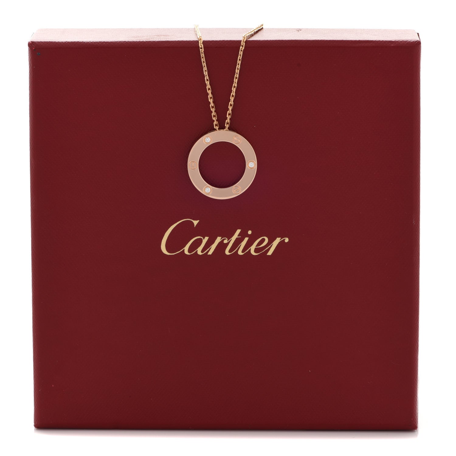 Cartier 18K Pink Gold 3 Diamonds LOVE Pendant Necklace 8 of 8