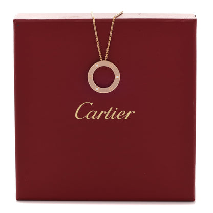 Cartier 18K Pink Gold 3 Diamonds LOVE Pendant Necklace 8 of 8