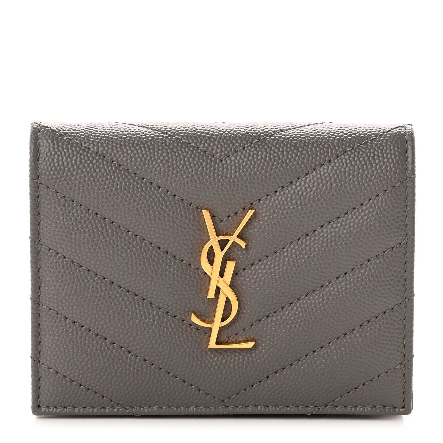 Grain De Poudre Matelasse Chevron Monogram Flap Card Case Storm
