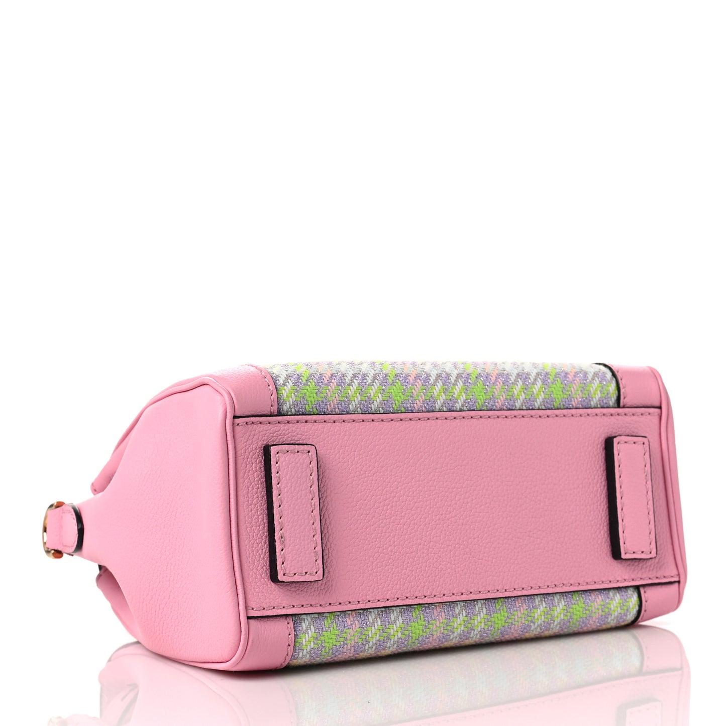 Calfskin Tweed Medusa Small Top Handle Handbag Baby Pink Pineapple