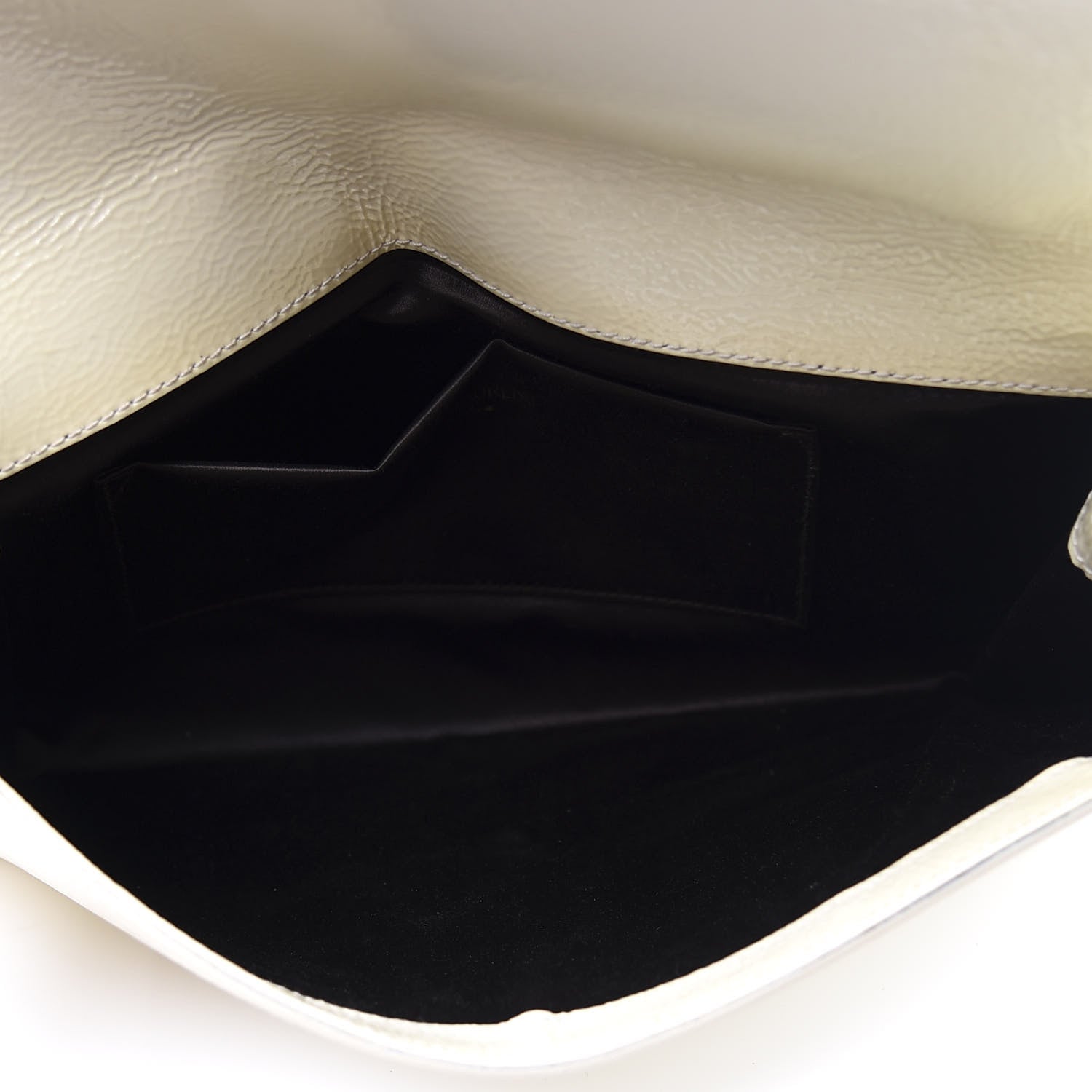 Saint Laurent Textured Patent Calfskin Monogram Large Belle De Jour Clutch Ivory 4 of 8