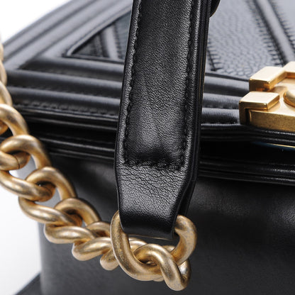 Chanel Caviar Suede Calfskin Chevron Medium Boy Flap Black 12 of 13