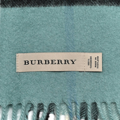 Burberry Cashmere Giant Check Fringe Scarf Aqua 3 of 3