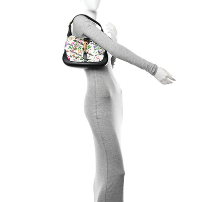 Gucci X BALENCIAGA Canvas Azalea Calfskin Flora Logo Print Neo Classic Small Jackie 1961 Hobo White Multicolor Black 2 of 11