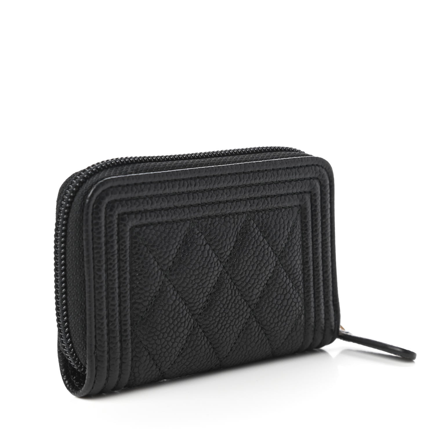 Chanel Caviar Quilted Boy Zip Around Coin Purse Wallet Black 3 of 11