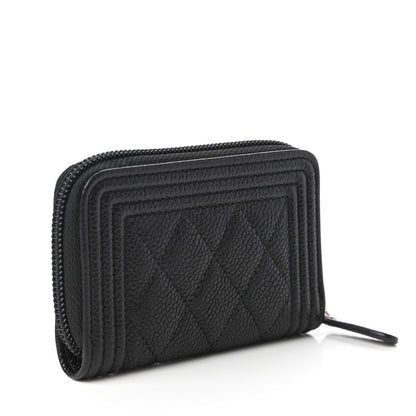 Chanel Caviar Quilted Boy Zip Around Coin Purse Wallet Black 3 of 11