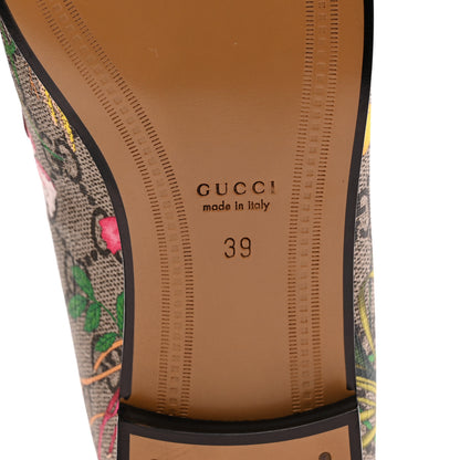 Gucci Canvas GG Monogram Flora Horsebit Womens Jordaan Loafers 39 Beige Ebony Multicolor Rosso 9 of 10