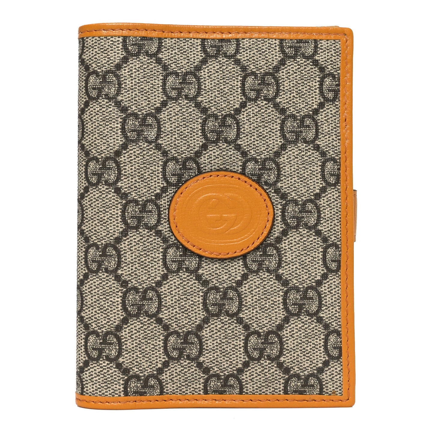 GG Supreme Monogram Azalea Calfskin Retro Interlocking G Passport Case Beige Yellow