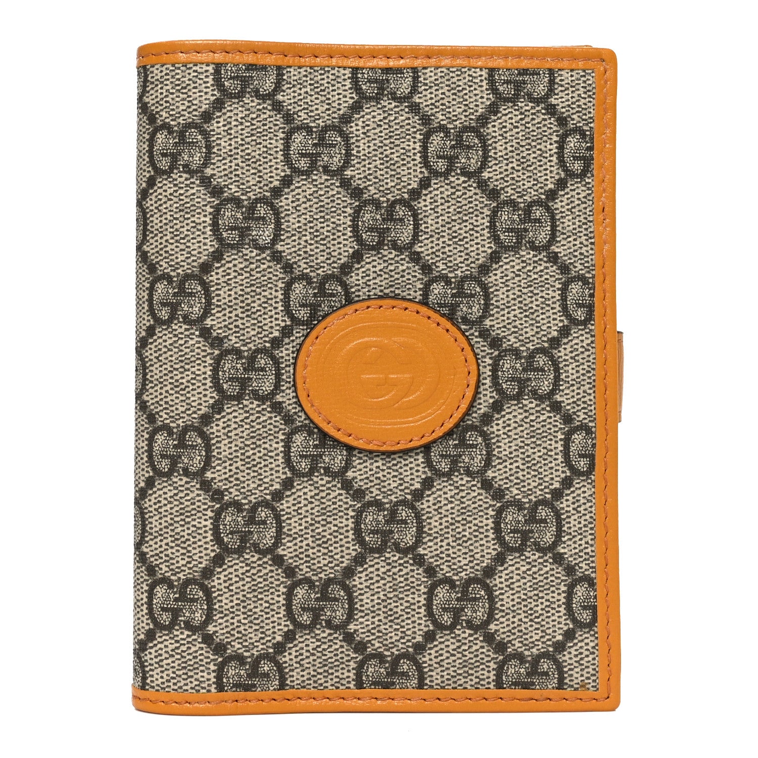 Gucci GG Supreme Monogram Azalea Calfskin Retro Interlocking G Passport Case Beige Yellow 1 of 7