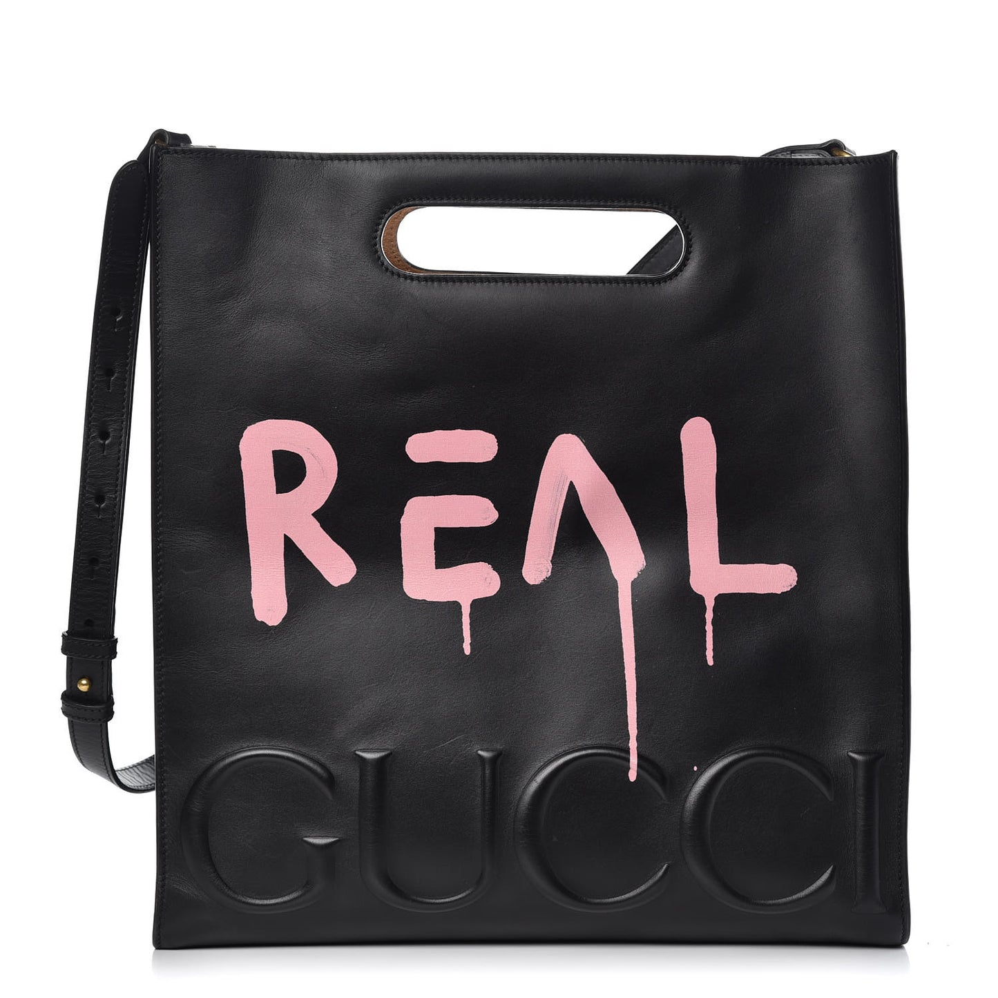 Calfskin GucciGhost Real Medium XL Tote Black Pink