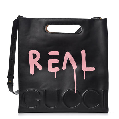 Gucci Calfskin GucciGhost Real Medium XL Tote Black Pink 1 of 12