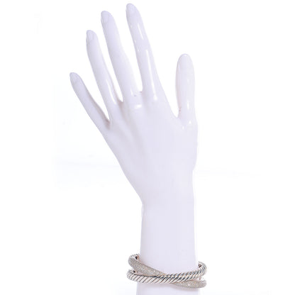David Yurman Sterling Silver Pave Diamonds Crossover Cuff 2 of 6