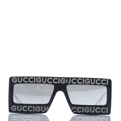 Gucci Acetate Crystal Mask-Frame Sunglasses GG0431S Black 2 of 8