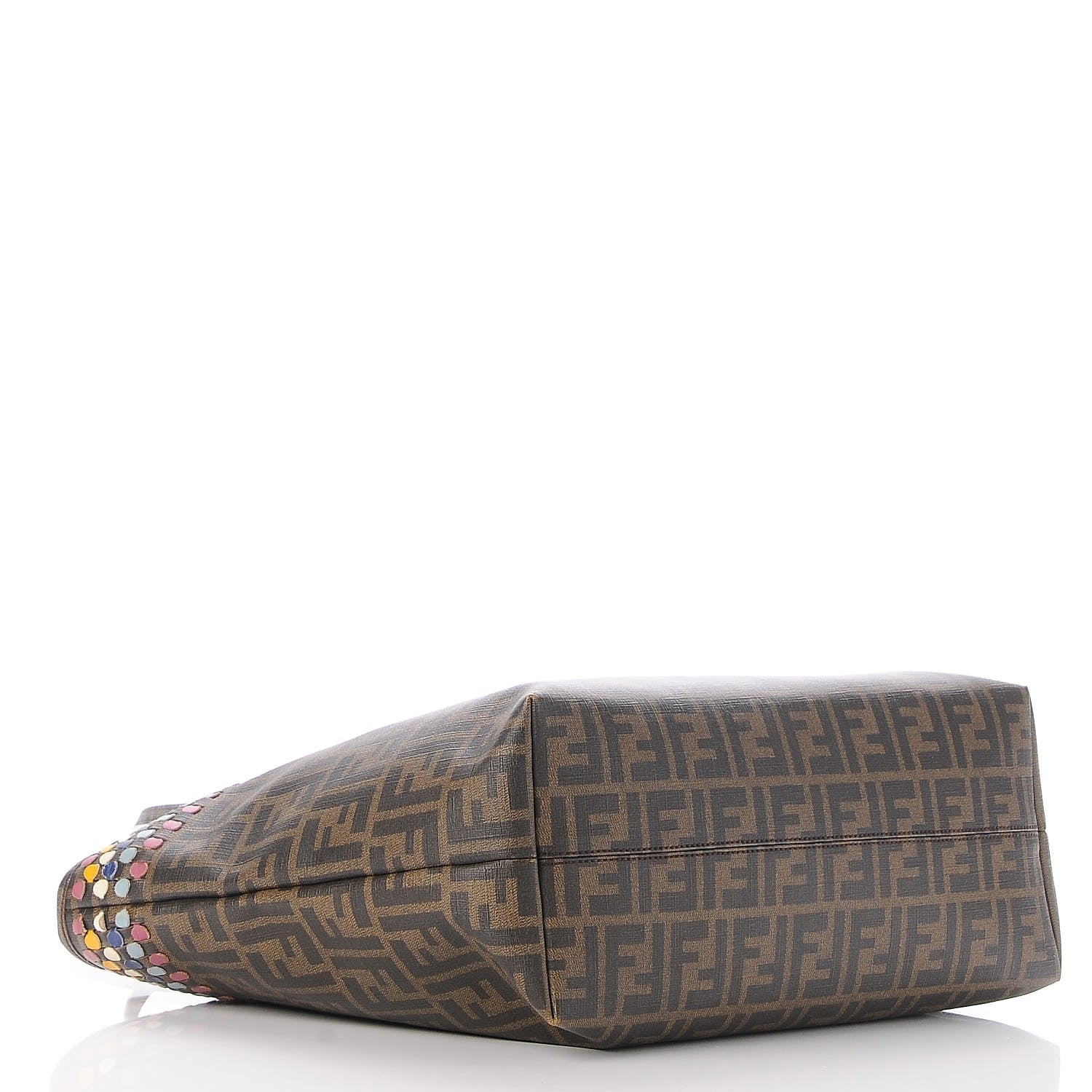 Fendi Zucca Spalmati Embroidered Large Roll Tote Tobacco Multicolor 4 of 9