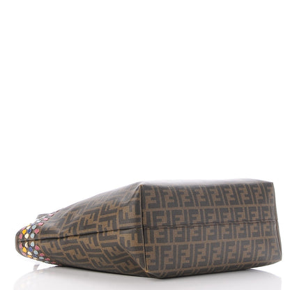 Fendi Zucca Spalmati Embroidered Large Roll Tote Tobacco Multicolor 4 of 9