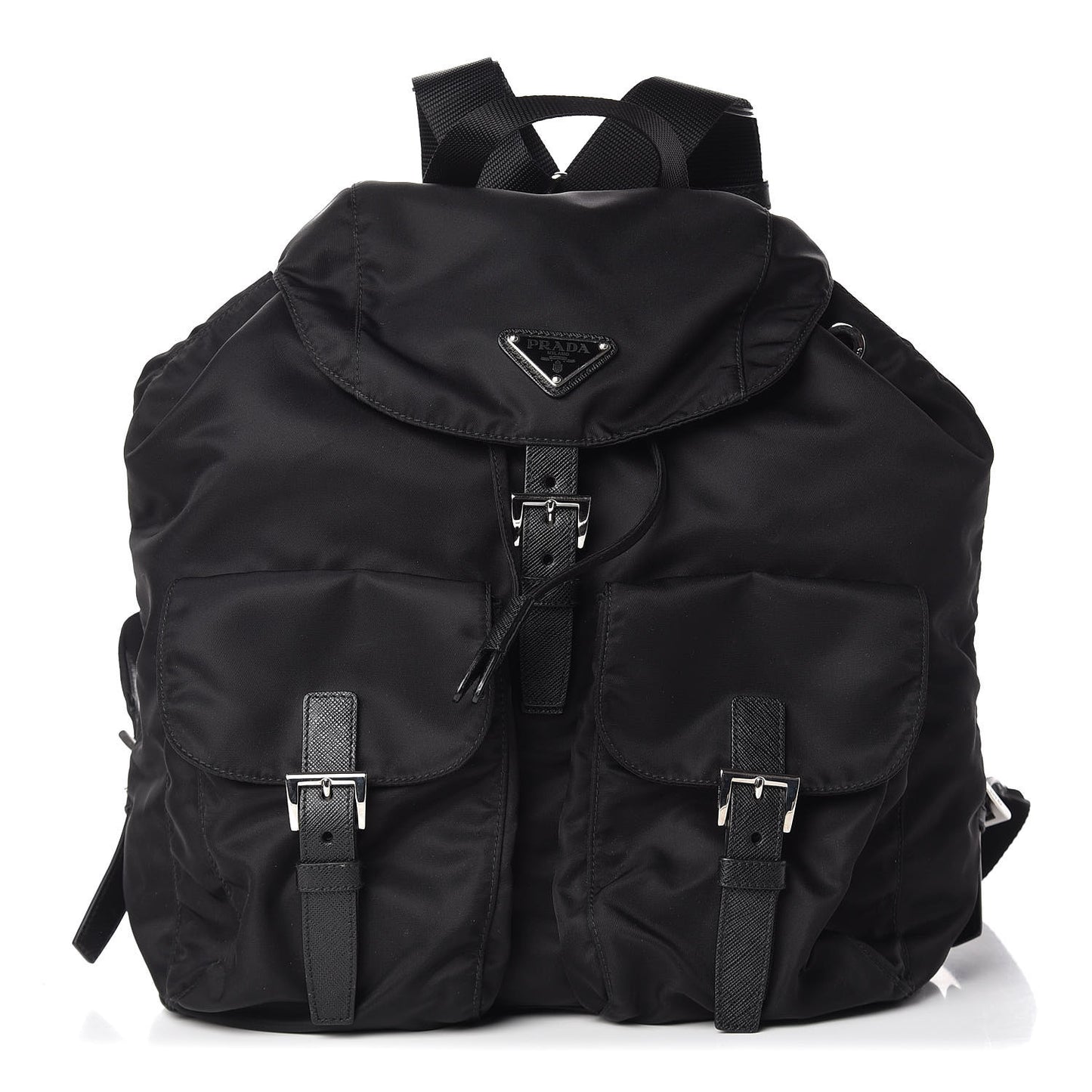 Tessuto Nylon Saffiano Medium Backpack Black