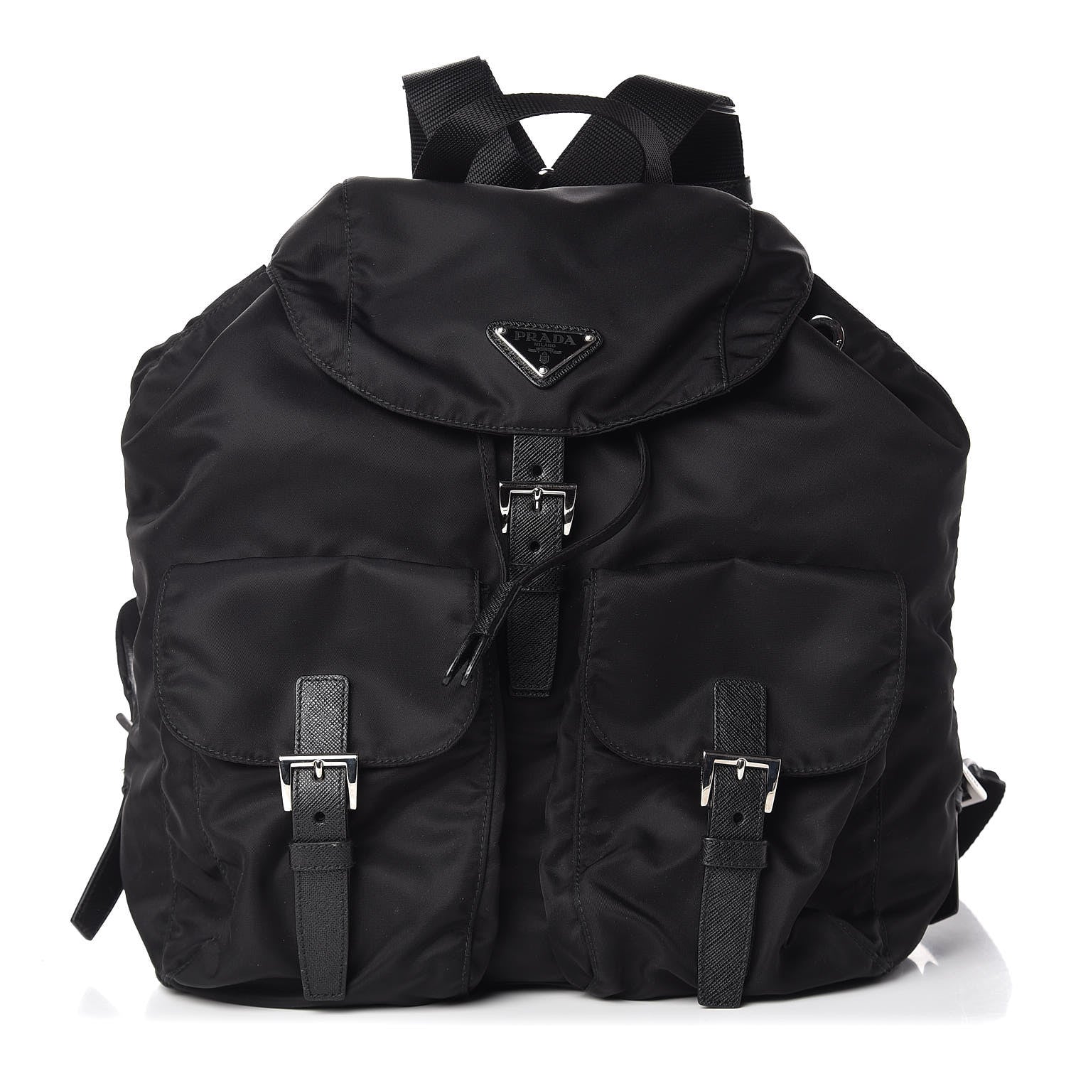 Prada Tessuto Nylon Saffiano Medium Backpack Black 1 of 12
