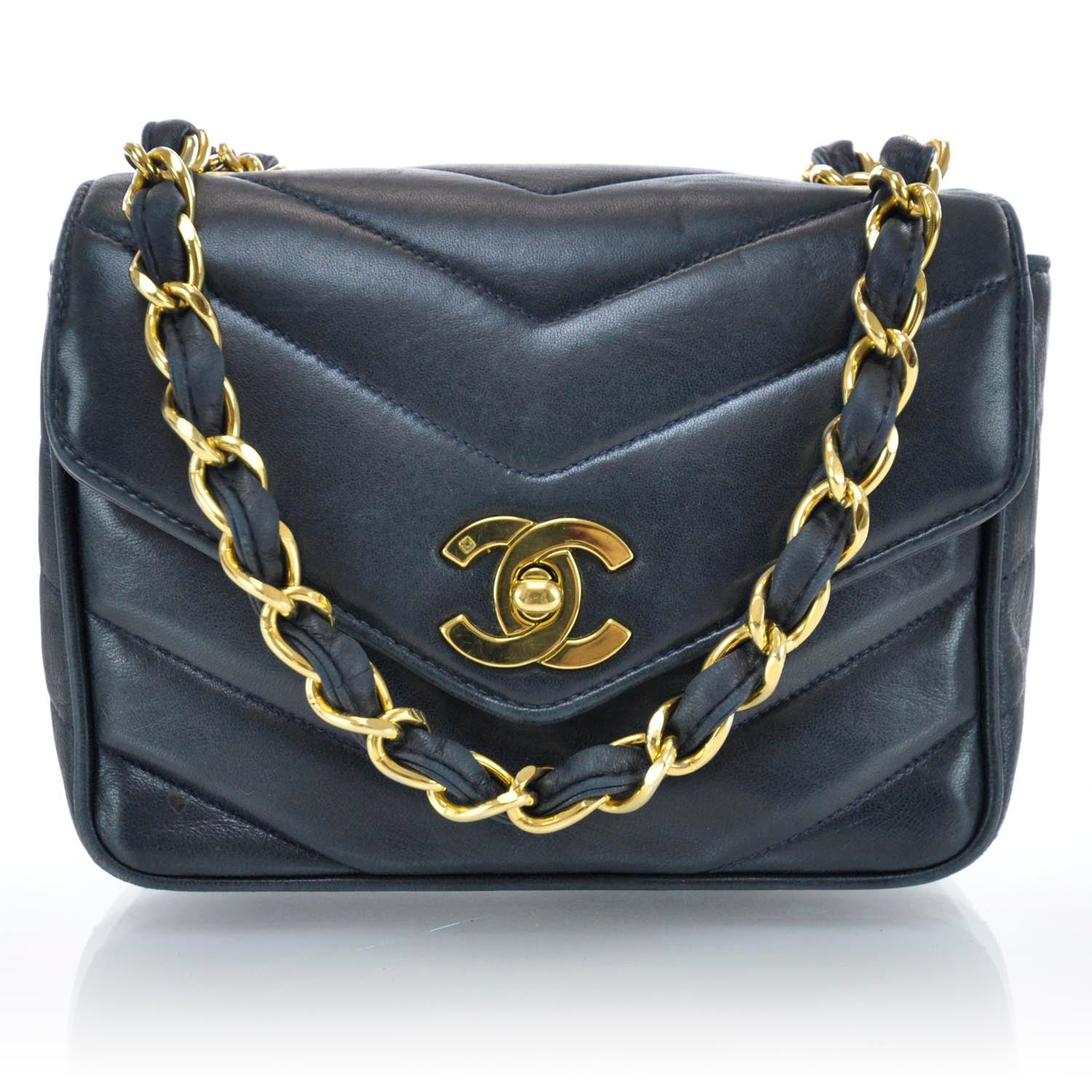 Chanel Lambskin Chevron Mini Flap Navy 1 of 10