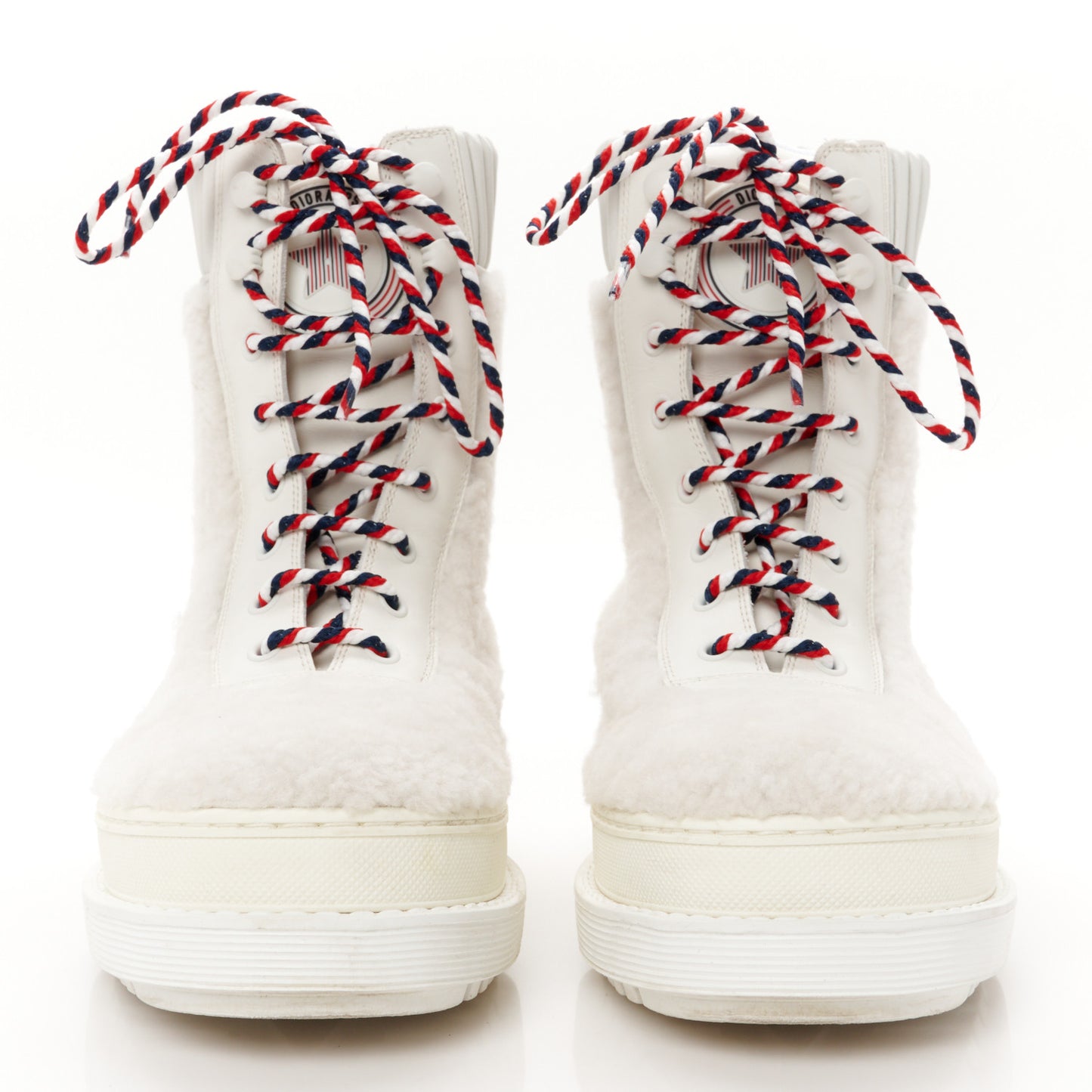 Calfskin Shearling Hike Ankle Boots 39 White