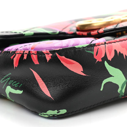 Gucci X KEN SCOTT Calfskin Matelasse Floral Print Super Mini GG Marmont Shoulder Bag Black 8 of 9