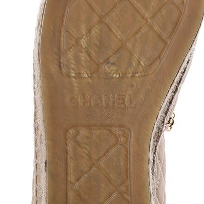 Chanel Lambskin Grosgrain Quilted CC Chain Espadrilles 40 Beige Black 8 of 11