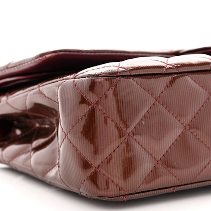 Chanel Striated Patent Quilted Medium Double Flap Burgundy 11 of 16