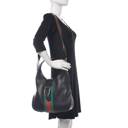 Gucci Calfskin Web Stripe Medium Dionysus Hobo Black 2 of 15