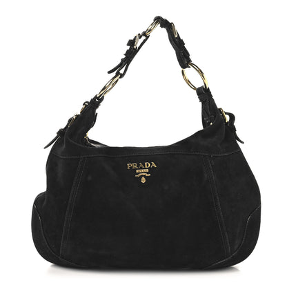 Prada Scamosciato Suede Hobo Black 1 of 9