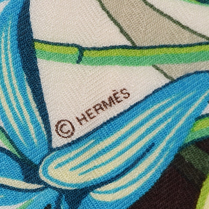 Hermes Cashmere Silk Flamingo Party Shawl 140 Blanc Vert Fuchsia 7 of 8