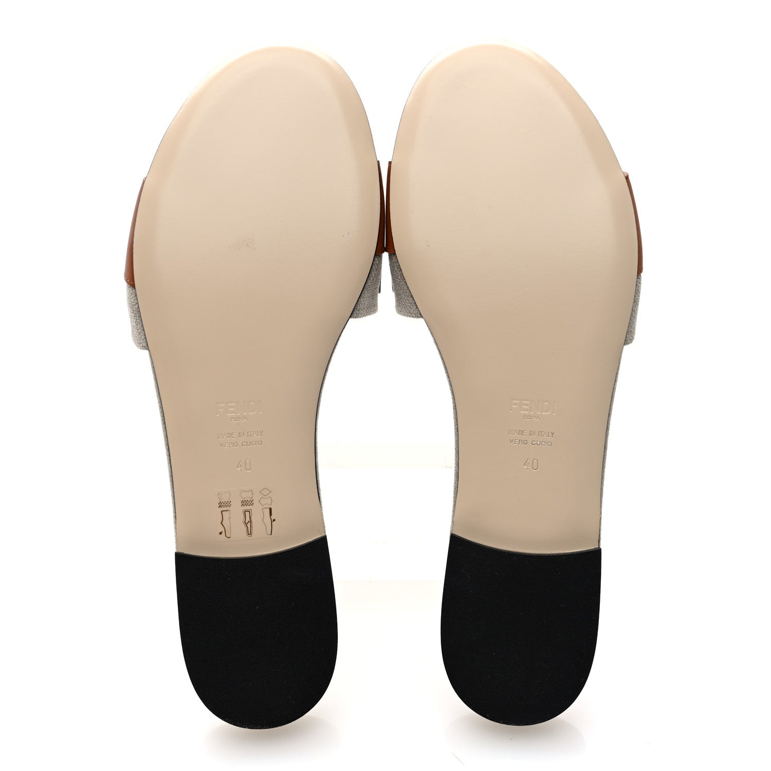 Fendi Vitello Canvas Signature Flat Slide Sandals 40 Cuoio Grezzo 6 of 8