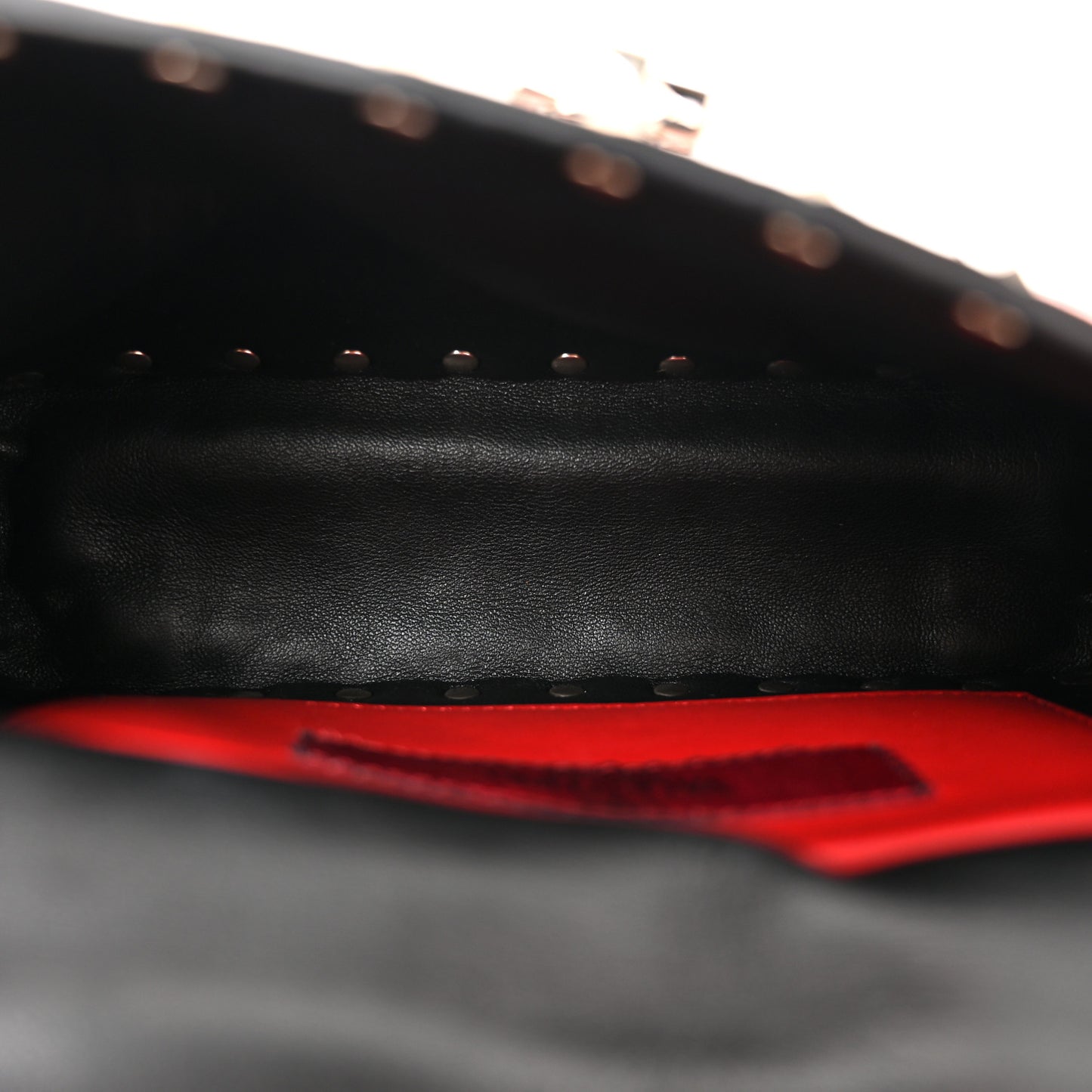 Metallic Wrinkled Lambskin Small Rockstud Spike Shoulder Bag Lipstick