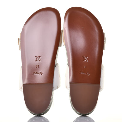 Louis Vuitton Monogram Giant Bom Dia Flat Mule Sandals 38 White Moka 5 of 9