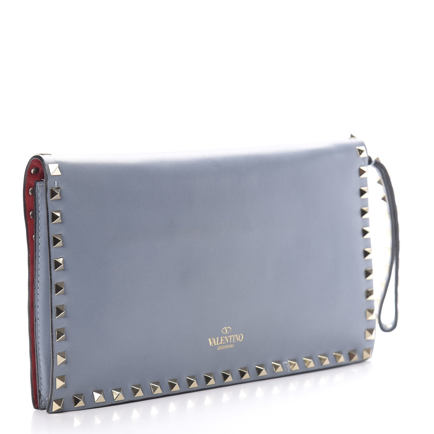 Nappa Rockstud Wristlet Clutch Grey
