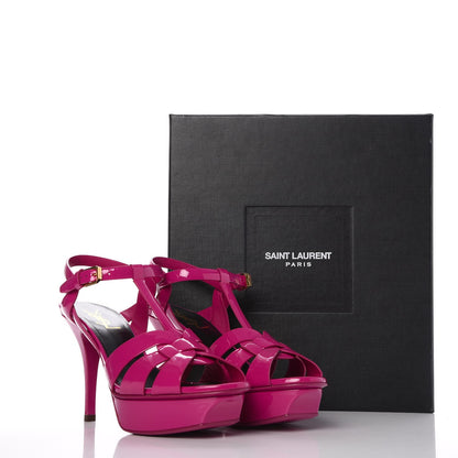 Saint Laurent Vitello Vernice Soft Tribute 75 Platform Sandals 37.5 Electric Pink 8 of 8