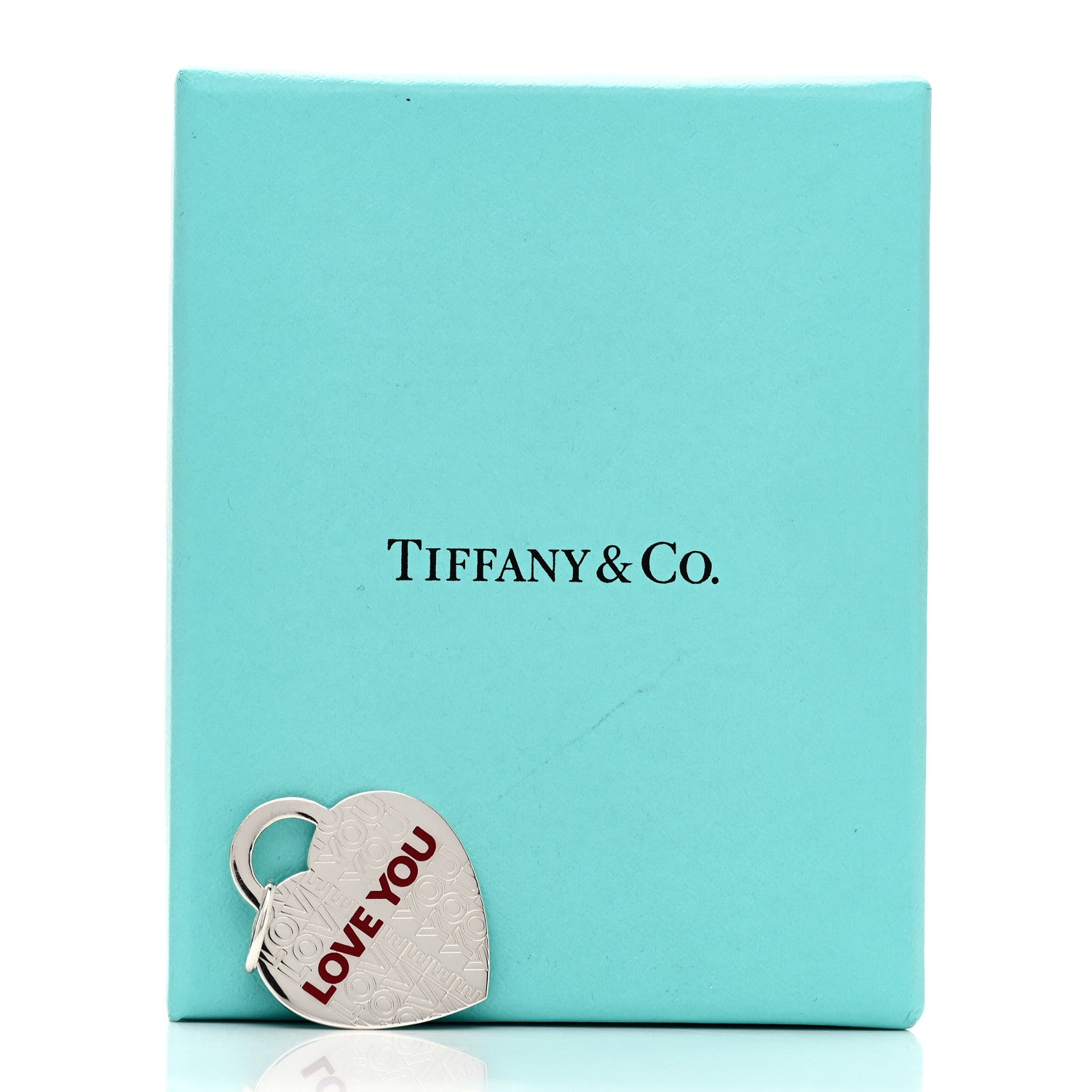 Tiffany Sterling Silver Enamel LOVE YOU Heart Charm Red 4 of 4