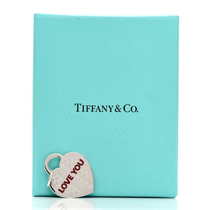Tiffany Sterling Silver Enamel LOVE YOU Heart Charm Red 4 of 4
