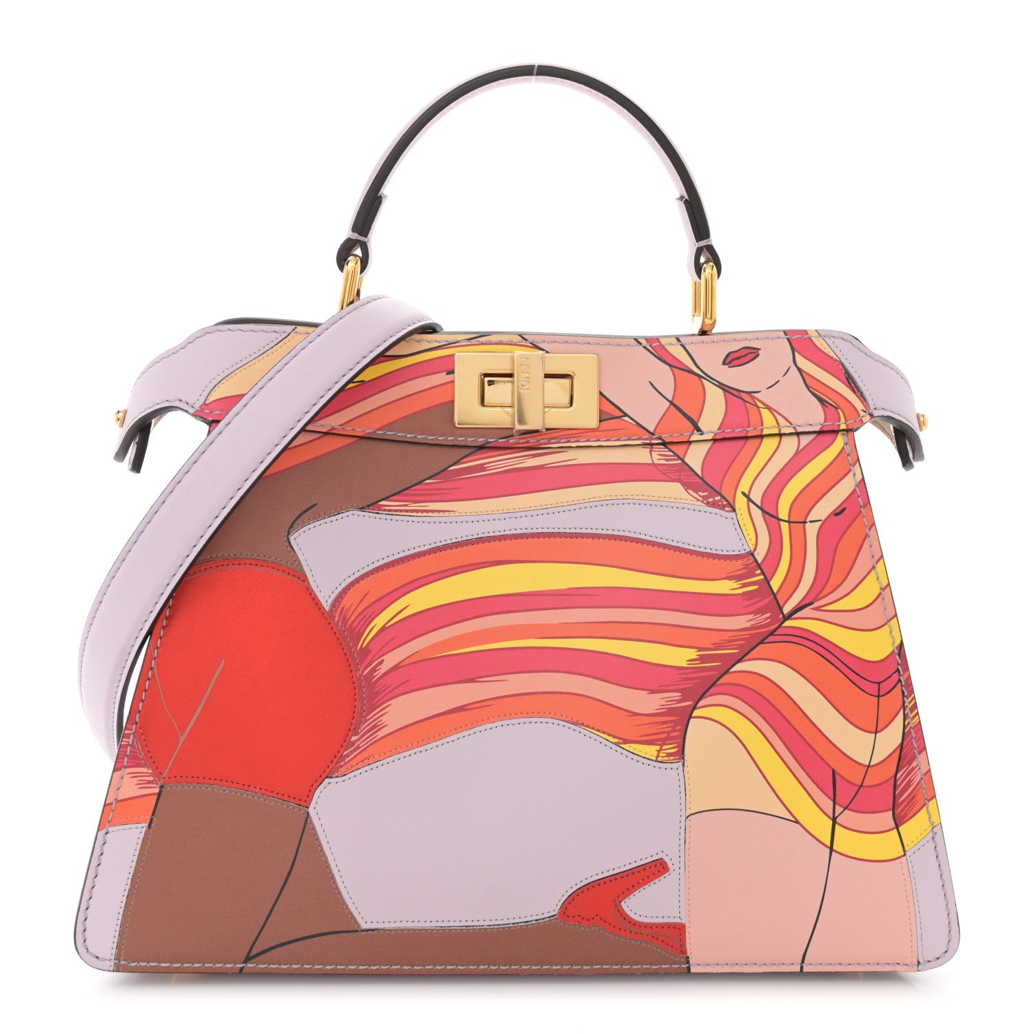 Fendi Vitello Seta Shiny Nappa Dancing Girls Inlay Small Peekaboo I SEE U Satchel Anemone Multicolor 1 of 12