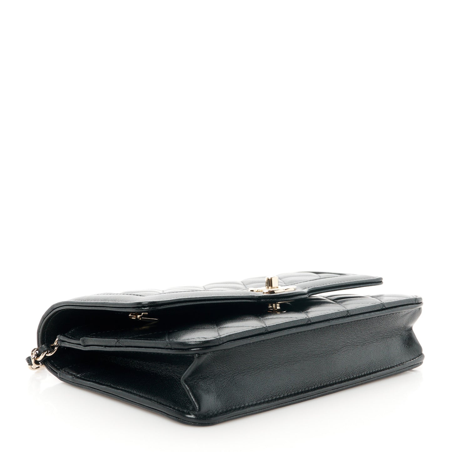 Lambskin Quilted CC Wallet On Chain WOC Black