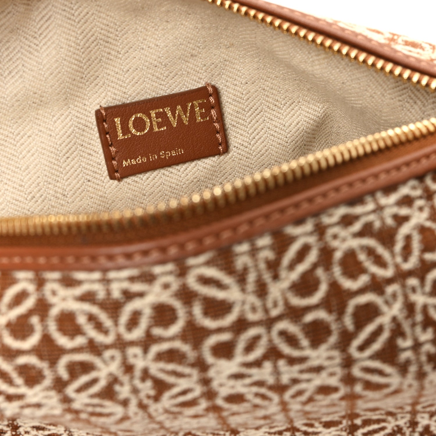 Loewe Jacquard Anagram Calfskin Small Cubi Bag Tan Pecan 6 of 9