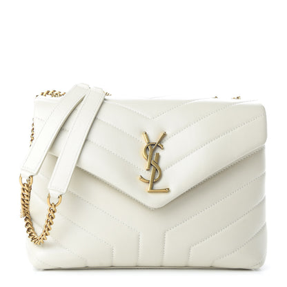 Saint Laurent Calfskin Y Quilted Monogram Small Loulou Chain Satchel Ivory 1 of 9